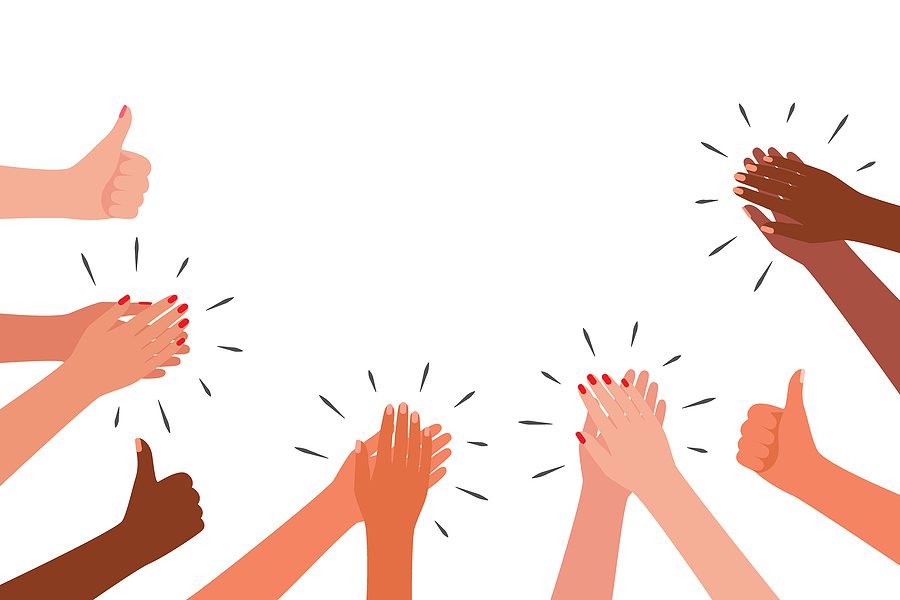 Applause And Like Group Of People. Hands Multicultural Clap. Con applause
