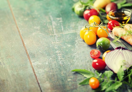 Vegetables on wood. Bio Healthy food, herbs and spices. Organic vegetables on wood
